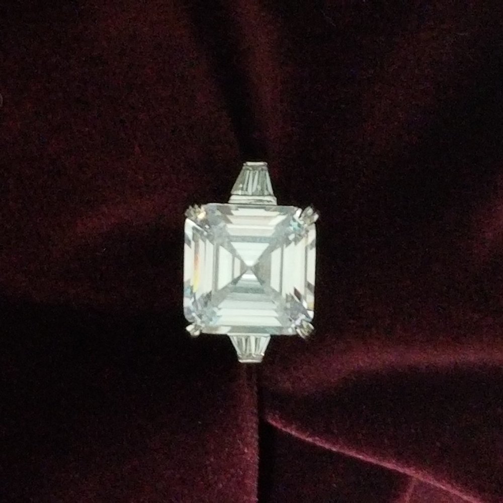 Monica Asscher Cut 9.5 carat CZ Engagement Statement Ring 925 Sterling Silver - Picture 8 of 16
